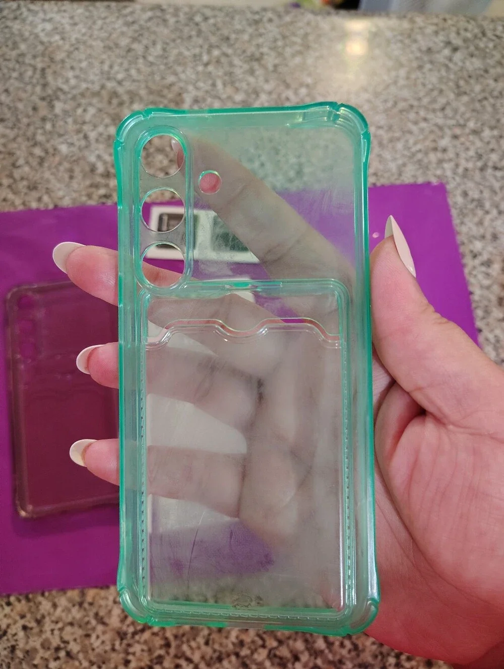 2 Phone Case with Glass Screen Protector - Purple and Teal
